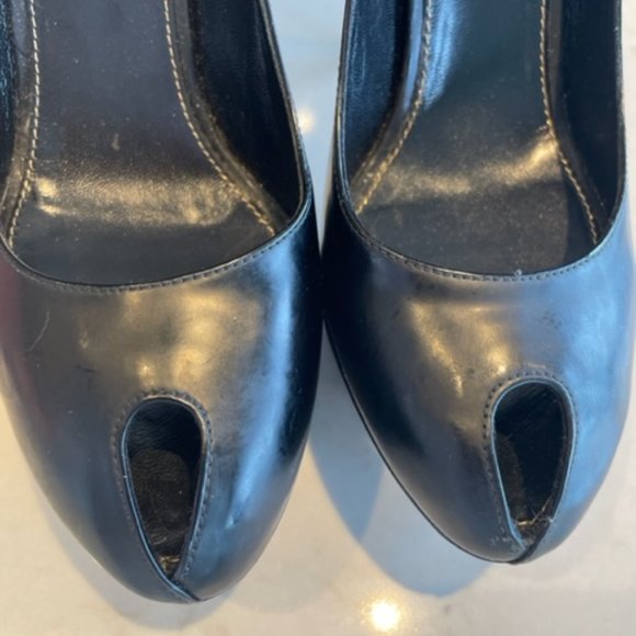 Sergio Rossi Vero Cuoio Peep toe Black Stilettos, New - Picture 10 of 10